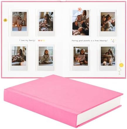 Instax Mini Photo Album with Writing Space, Linen Cover, Pink by Unknown