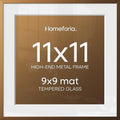 Homeforia 11x11 Bronze Picture Frame, High-End Metal, 9x9 Mat, Glass by Homeforia