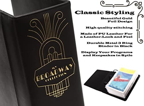 2Fold Binder for Holding Broadway Play Program and Theater Programs with 30 Custom Sheet Protectors - PU Leather - Fits Programs from Mid 1980s to Modern (Black/Gold Foil) - Image 4