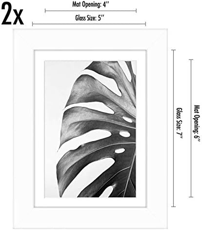Americanflat 5x7 Picture Frame with Shatter-Resistant Glass - Set of 2 - Use as 4x6 Frame with Mat or Display 5x7 Photo Without Mat - Signature Collection - Picture Frames for Tabletop or Wall - White - Image 2