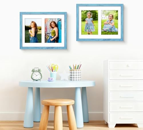DUENPY 8.5x11 Double Frame For 2 5x7 Photos Blue - Image 6