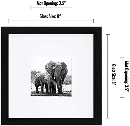 Americanflat 8x8 Picture Frame with Shatter-Resistant Glass - Use as 4x4 Frame with Mat or Display 8x8 Photo Without Mat - Signature Collection - Square Frames for Tabletop and Wall Display - Black - Image 3