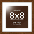 Homeforia 8x8 Brown Oak Picture Frame, High-End Wood, 6x6 Mat, Glass by Homeforia