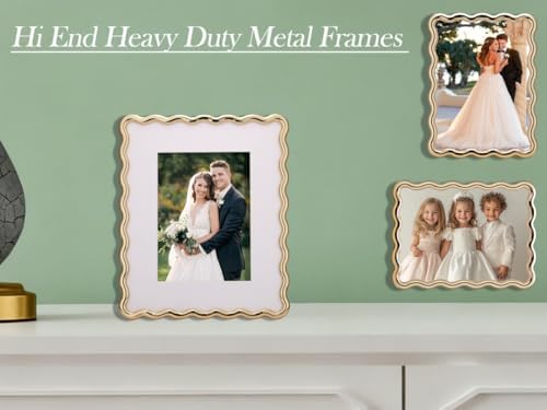 Silver 8x10'' Heavy-Duty Zinc Alloy Photo Frames with Acid Free Mat for 5x7'',Wave Design Silver Picture Frame 8x10'' with Black Velvet Backing,for Desktop and Wall Hanging - Image 4