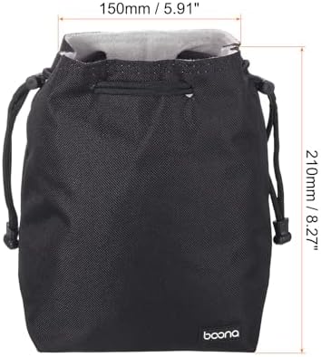 PATIKIL Soft Drawstring Lens Case, Lens Pouch Bag with Cotton Pad 5.91" x 3.94" Thick Fleece Cloth Camera Lens Bag for SLR Lens Water Cups, Black - Image 2
