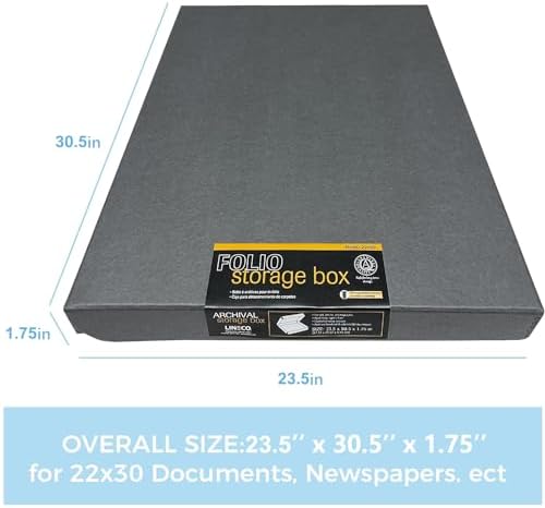 Lineco Clamshell Archival Storage Box, 23.5x30.5x1.75 Inch, Gray - Image 2