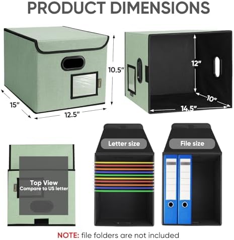 BALEINE File Organizer Box with Lid, Collapsible Hanging File Storage Box - Image 2
