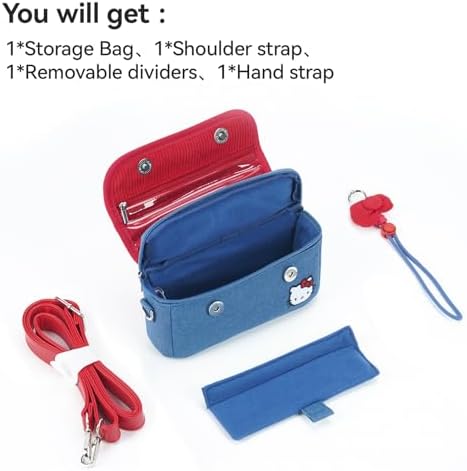 Kuitmor Comfortable Travel Camera Storage Bag Compatible with DJI Osmo Pocket 3,Shock-Absorbent Soft Lining and Detachable Strap Vintage Style – Red & Blue - Image 4