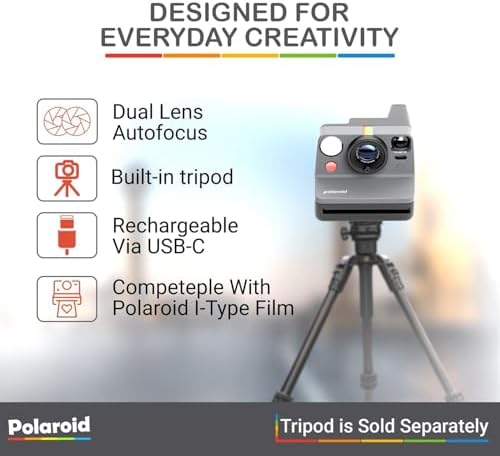 Polaroid Now Generation 3 Analog Instant Camera - Black (6584) Bundle with 3 Packs of Color i-Type Film (24 Photos Total), Wrist Strap, and Integrated Dual-Lens Autofocus System - Image 4