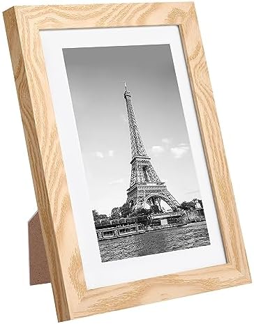 upsimples 5x7 Picture Frame Set of 10, Display Pictures 4x6 with Mat or 5x7 Without, Multi Photo Frames Collage for Wall or Tabletop Display, Natural - Image 3