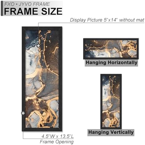 Fxojyvo 5x14 Picture Frame Set of 2 Black Engineered Wood Wall Hanging - Image 4