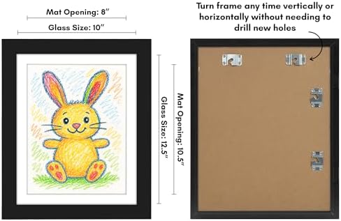 Americanflat Kids Artwork Frame Changeable (Black) - Magnetic Door Holds 100 Art Pieces - 8.5x11 Letter Size Display with Mat or 10x12.5 Without Mat - My Mini Masterpiece - Image 3