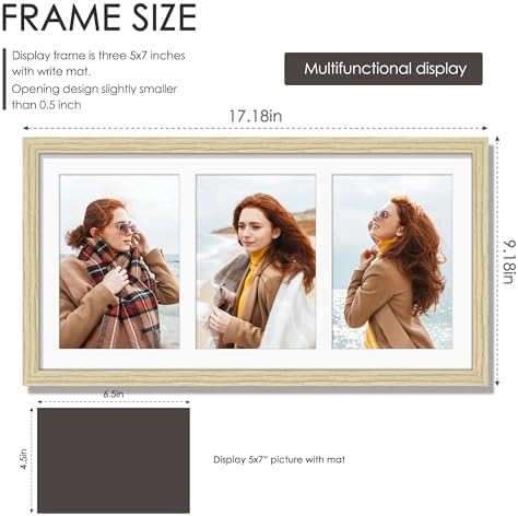 DUENPY 8x16 Collage Frame For 3 5x7 Photos Wood Color - Image 2