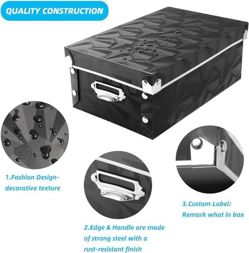XUCHUN Foldable Storage Boxes with Lids 3 Pack Plastic Collapsible Storage Bins with Handles for Clothes, Cosmetic,Books - Image 3