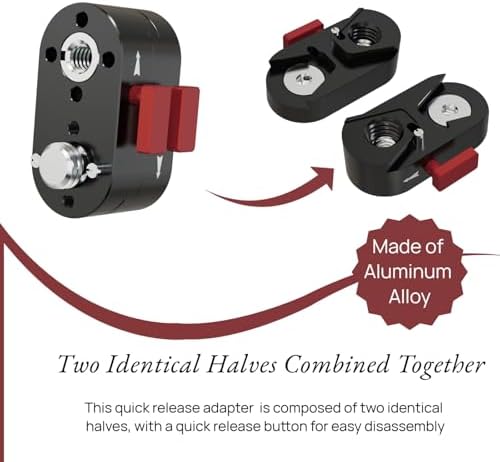 Mini Lock Quick Release Plate System, 2 Halves Split Design,Zero Play Locking with 1/4"-20 or 3/8"-16 Threads for Camera,Monitor,Tripod,Arm or Other Photography Accessories(3/8" Threaded) - Image 2