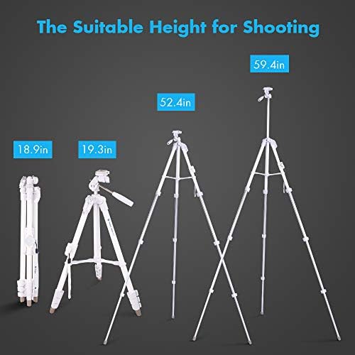 Fotopro 60" White Camera Tripod for iPhone with Remote Lightweight Aluminum - Image 5