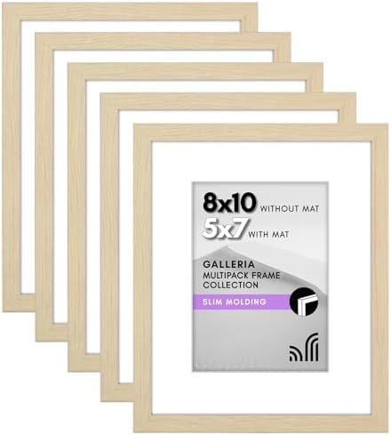 Americanflat 8x10 Picture Frame 5-Pack - Matted to 5x7 - Natural Oak by Americanflat