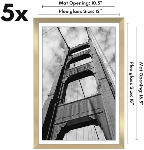 Americanflat 12x18 Poster Frame 5-Pack - Matted to 11x17 - Gold - Image 2