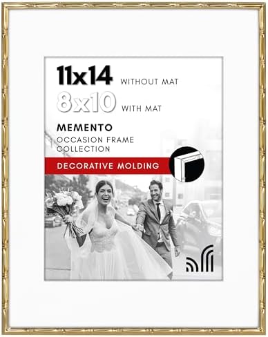 Americanflat 11x14 Bamboo Picture Frame - Matted to 8x10 - Metal - Gold by Americanflat