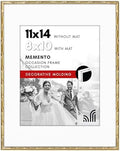 Americanflat 11x14 Bamboo Picture Frame - Matted to 8x10 - Metal - Gold by Americanflat