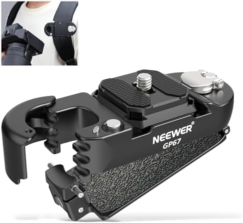 NEEWER Backpack Camera Clip Mount with Square QR Plate, Upgraded Safety Latch, Quick Release Camera Belt Clip Backpack Strap Compatible with PD QR System Canon Nikon Sony DSLRs, GP67 by Neewer