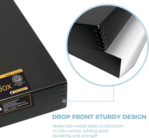 Lineco Drop Front Archival Storage Box, 11.75x15.25x3 in, Black, 2 Pack - Image 5