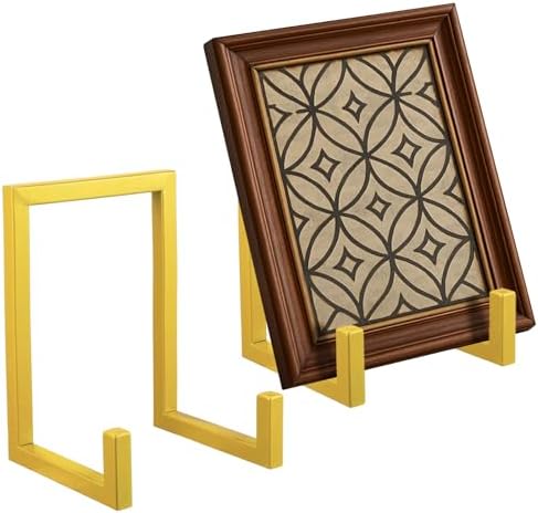 2 Pcs Large Plate Stands for Display Metal Frame Holder, Gold, 10 Inch by Sweetude