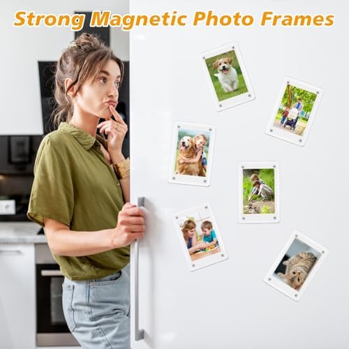 24 Packs Acrylic Magnetic Photo Frame for Refrigerator Double Sided Magnetic Polaroid Frames for Pictures Instax Mini Frame Super Clear 2.36 x 3.54 Inch - Image 2