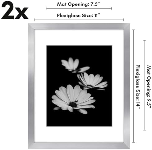 Americanflat 11x14 Picture Frame 2-Pack - Matted to 8x10 - Silver - Image 2