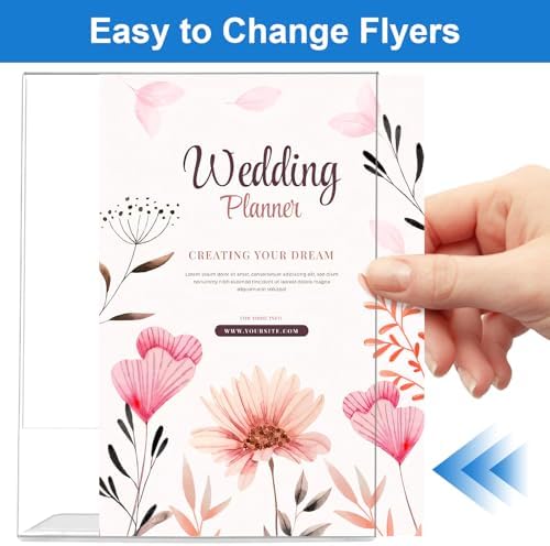 10 Pack Acrylic Sign Holder 4 x 6, L-Shape Clear Plastic Display Stand for Tabletop, Acrylic Stands for Flyers, Table Paper Holder, Vertical Sign Holder 4x6 for Restaurants, Office and School (Slant 10 Pack 4x6) - Image 2