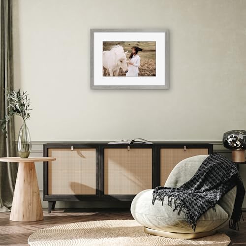 Americanflat 18x24 Poster Frame - Matted to 12x18 - Grey Wood - Image 6