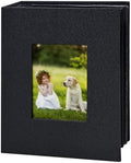 Photo Album 4x6 with 100 Pockets, Slip-in Picture Albums, Linen Cover Memory Book with Front Window, Black Page Vertical Photo Book for Wedding, Family, Anniversary, Baby, Vacation(Black) by HenPisen