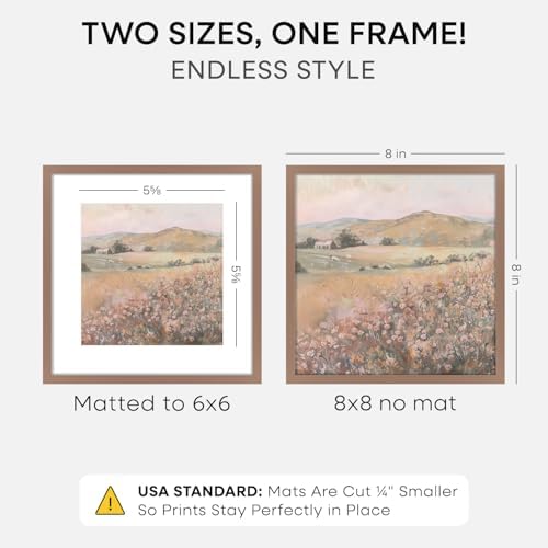 Homeforia 8x8 Mocha Picture Frame, High-End Metal, 6x6 Mat, Glass - Image 2