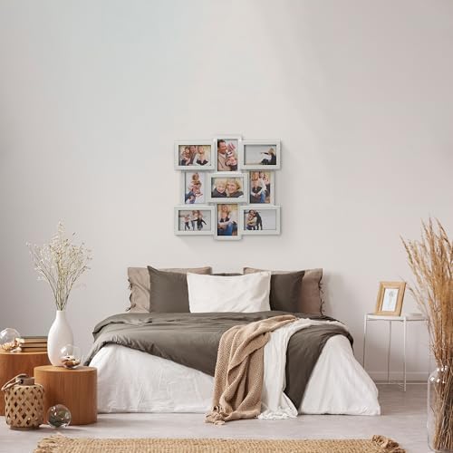MELANNCO 18 x 18 Inch 9 Opening Photo Collage Frame, Displays Four 4x6 and Five 6x4 Inch Photos, White - Image 4