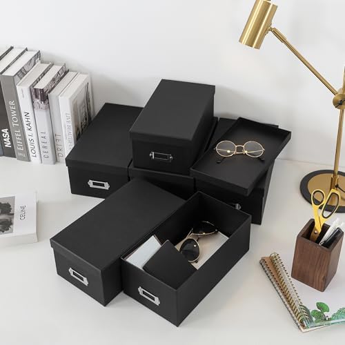 Soul & Lane - Black Photo Storage Boxes with Lids, Set of 6 in 2 Sizes - Image 7