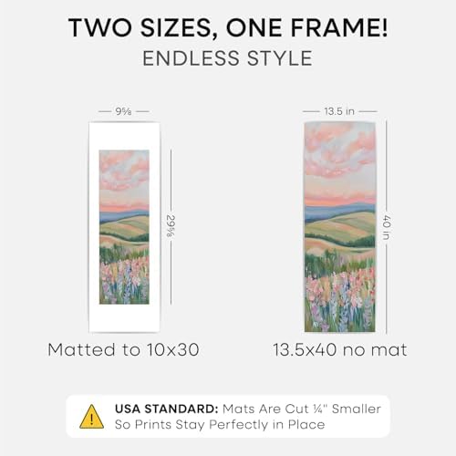 Homeforia 13.5x40 Silver Picture Frame, High-End Metal, 10x30 Mat, Glass - Image 2