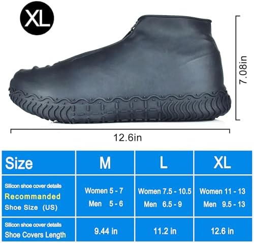 Shiwely Silicone Waterproof Shoe Covers, Upgrade Reusable Overshoes with Zipper, Resistant Rain Boots Non-Slip Washable Protection for Women, Men (XL (Women 11-13, Men 9.5-13), Black) - Image 5
