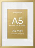Homeforia A5 Gold Picture Frame, High-End Metal, A6 Mat, Glass by Homeforia
