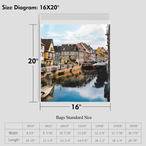 50 Pack 16x20 Inch Acid-Free Crystal Clear Plastic Sleeves for Art Prints - Image 2