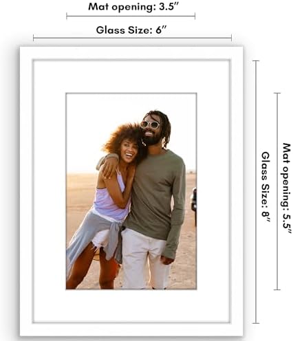 Americanflat 6x8 Picture Frame - Matted to 4x6 - Slim Molding - White - Image 2
