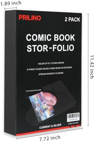 2-Pack Black Comic Book Stor-Folio - Storage Box for Current and Silver Age Comics, Portable Folio With Strong Magnetic Closure, Ideal for Conventions - Image 2