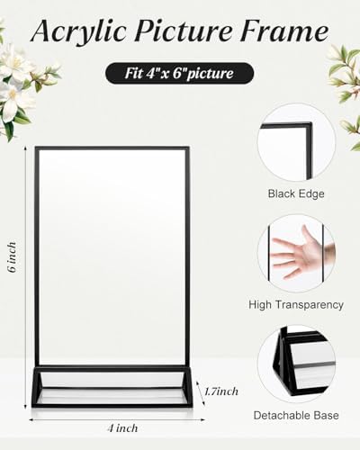 12 Pack Acrylic Sign Holders 4x6 Clear Picture Frame Stands Black - Image 3