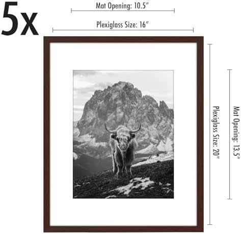 Americanflat 16x20 Poster Frame 5-Pack - Matted to 11x14 - Mahogany - Image 2