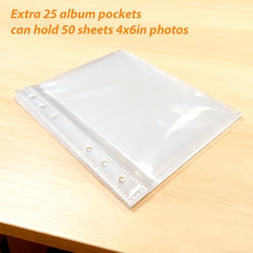 Photo Album 4x6, Leather Scrapbook Album with 50 Photos and 20 Writing Paper, DIY 6 Ring Binder Photo Album for Wedding Kids Birthday Family Travel - Image 2