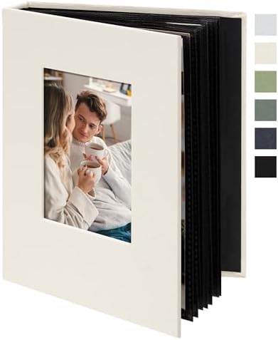 Small 4x6 Photo Album 24 Pockets Linen Cover Beige by Remowith