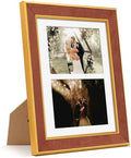 Suede 8.5x11 Picture Frame Display 2 Opening 5x7 Double Picture Frames Collage Wall or Tabletop Decor with Mat,Multi Photo Frame for Plexiglass,Wall Decor,1Pack,Brown by AnoziebyProductsunder