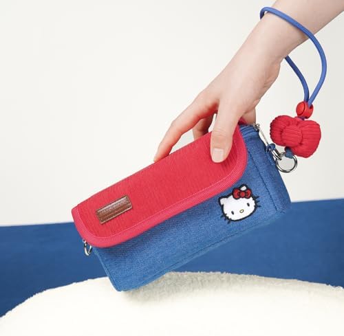 Kuitmor Comfortable Travel Camera Storage Bag Compatible with DJI Osmo Pocket 3,Shock-Absorbent Soft Lining and Detachable Strap Vintage Style – Red & Blue - Image 6