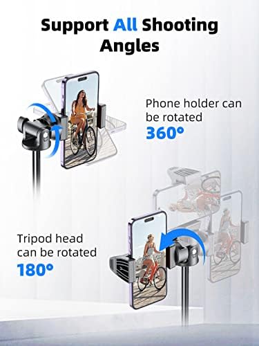 Kaiess 62" Phone Tripod & Selfie Stick, Extendable Photography Light Stand with Wireless Remote, Solidest, Portable, Lightweight, Compatible with iPhone/Android Phone - Image 4