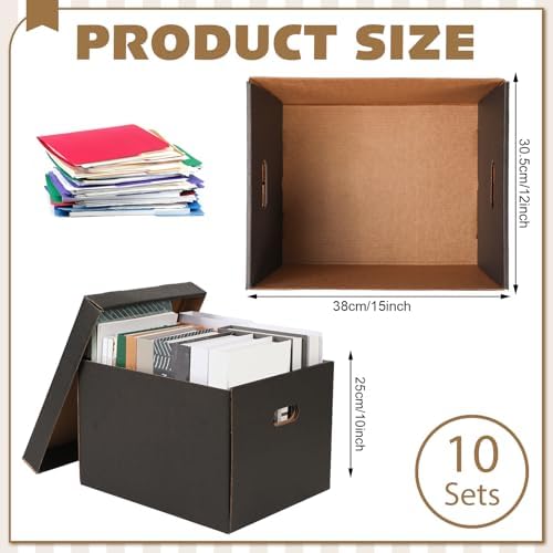 10 Pcs 15 x 12 x 10 Inch Archival Storage Cartons Acid Free, Black - Image 2