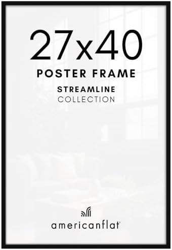 Americanflat 27x40 Poster Frame - Slim Molding - Black by Americanflat